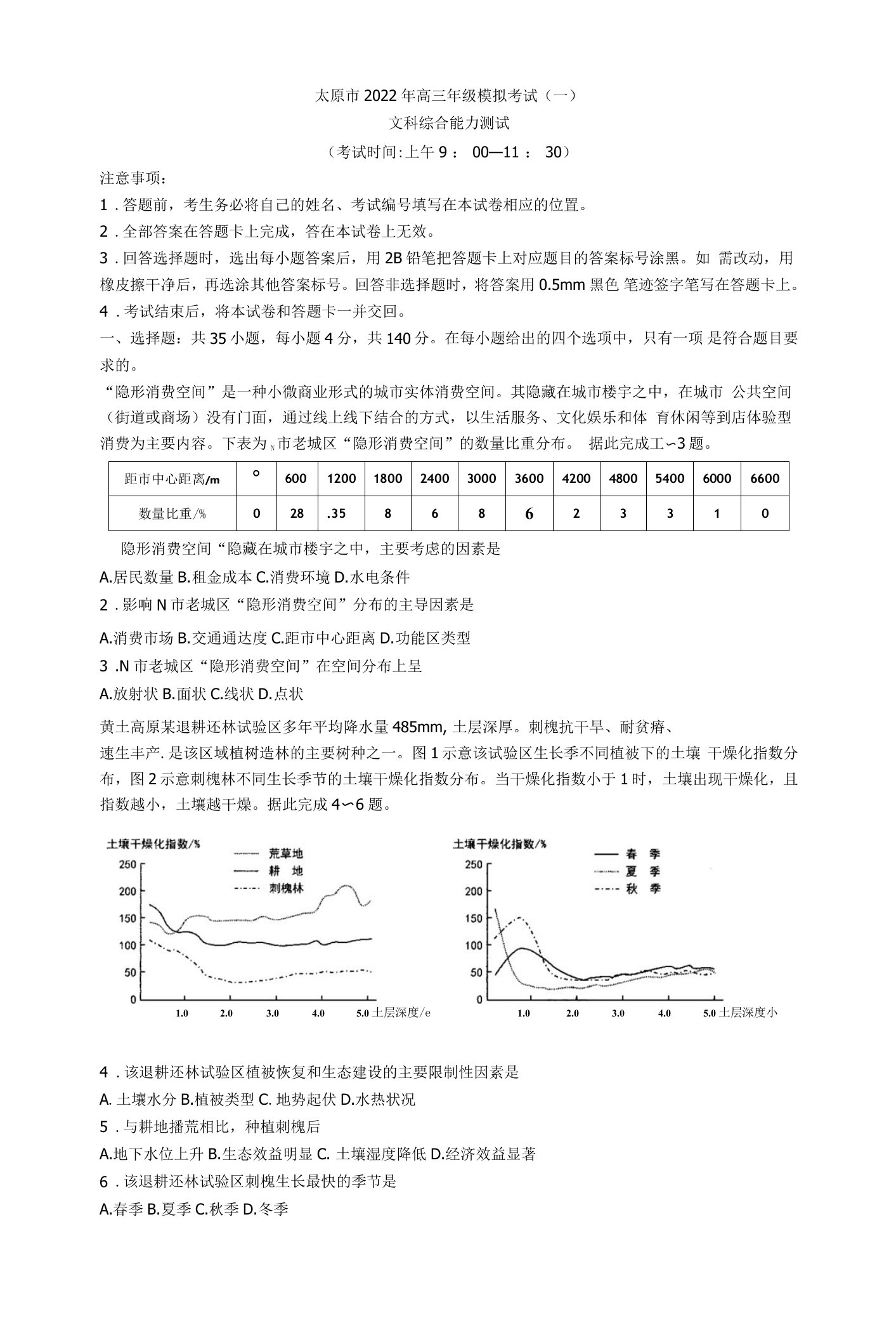 2022届山西省太原市高三模拟考试（一）文综+PDF版含答案