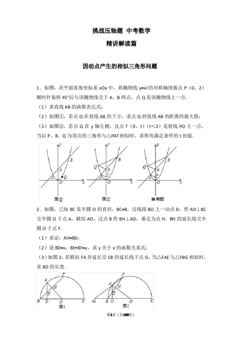 中考数学挑战压轴题