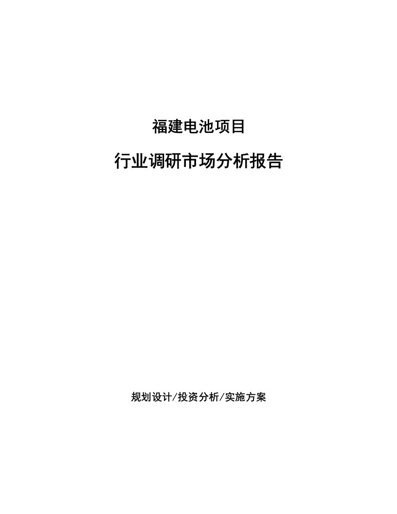 福建电池项目行业调研市场分析报告