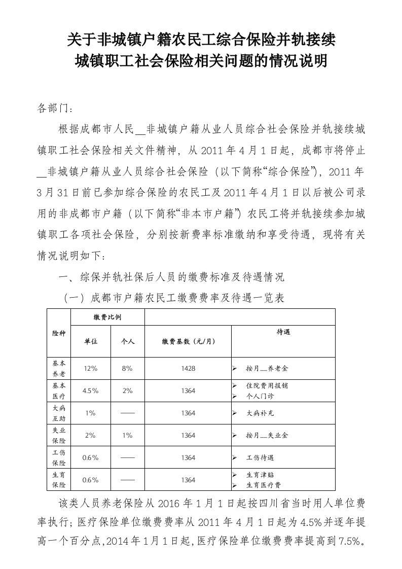 综保并轨社保情况说明