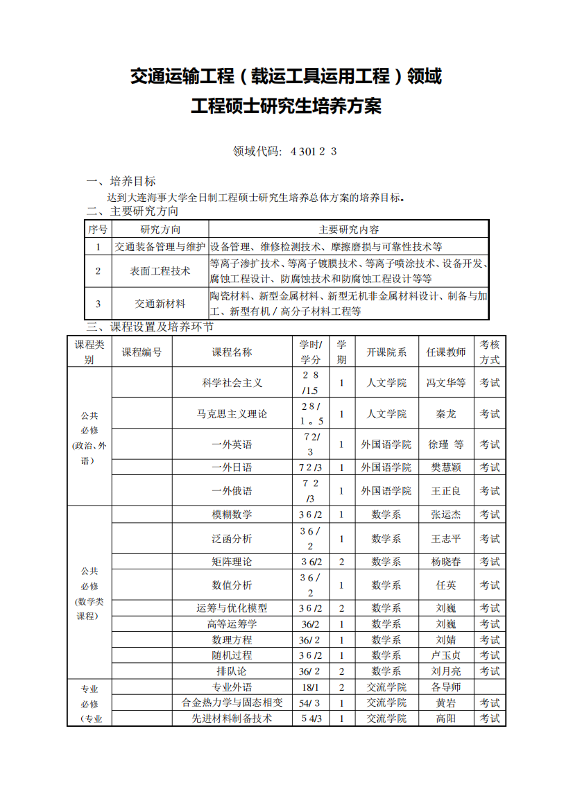 交通运输工程载运工具运用工程领域.doc