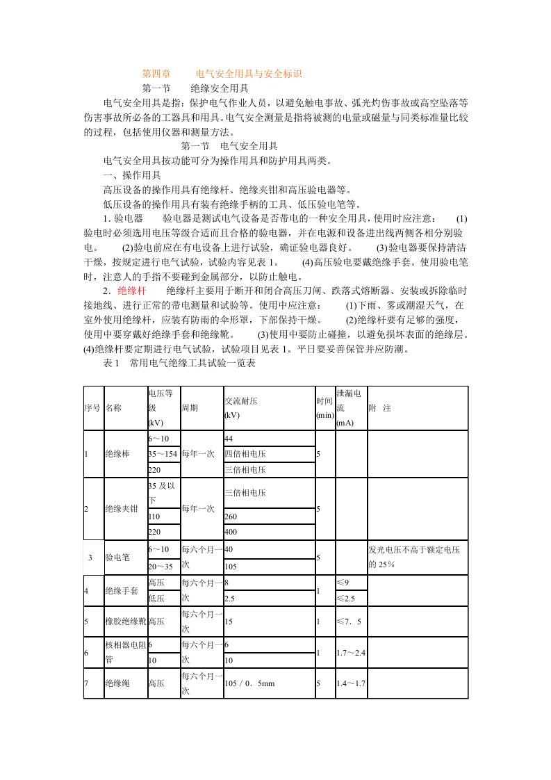 电气安全用具与安全标识