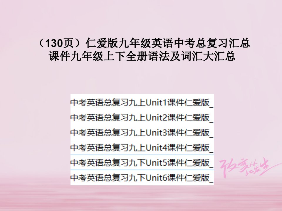 全国中考英语总复习九年级上下册仁爱版语法知识汇总全集课件