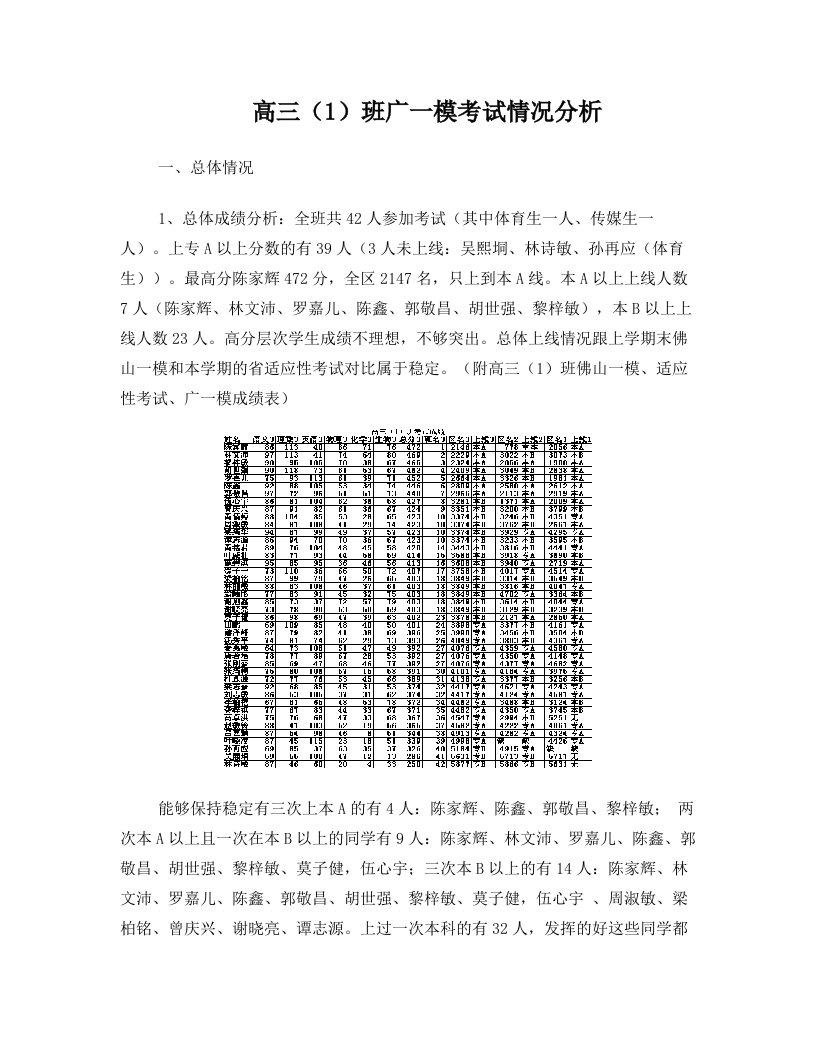 高三1班广一模分析