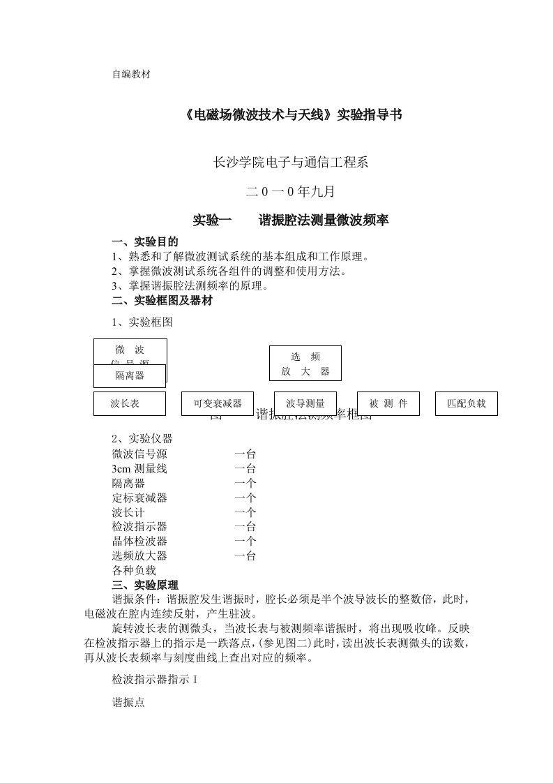 电磁场微波技术与天线实验指导书