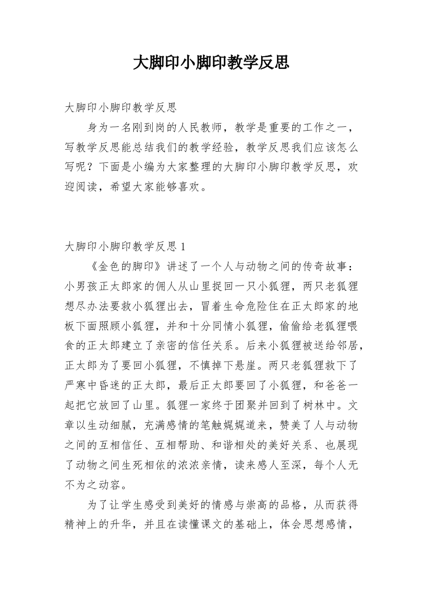 大脚印小脚印教学反思