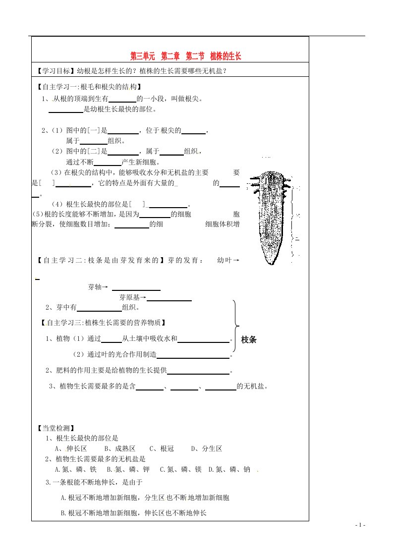 内蒙古鄂尔多斯市达拉特旗第十一中学七年级生物上册