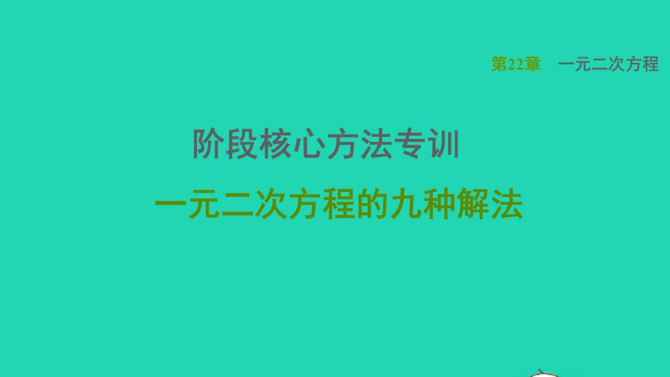 2021秋九年级数学上册第22章一元二次方程阶段核心方法专训一元二次方程的九种解法课件新版华东师大版