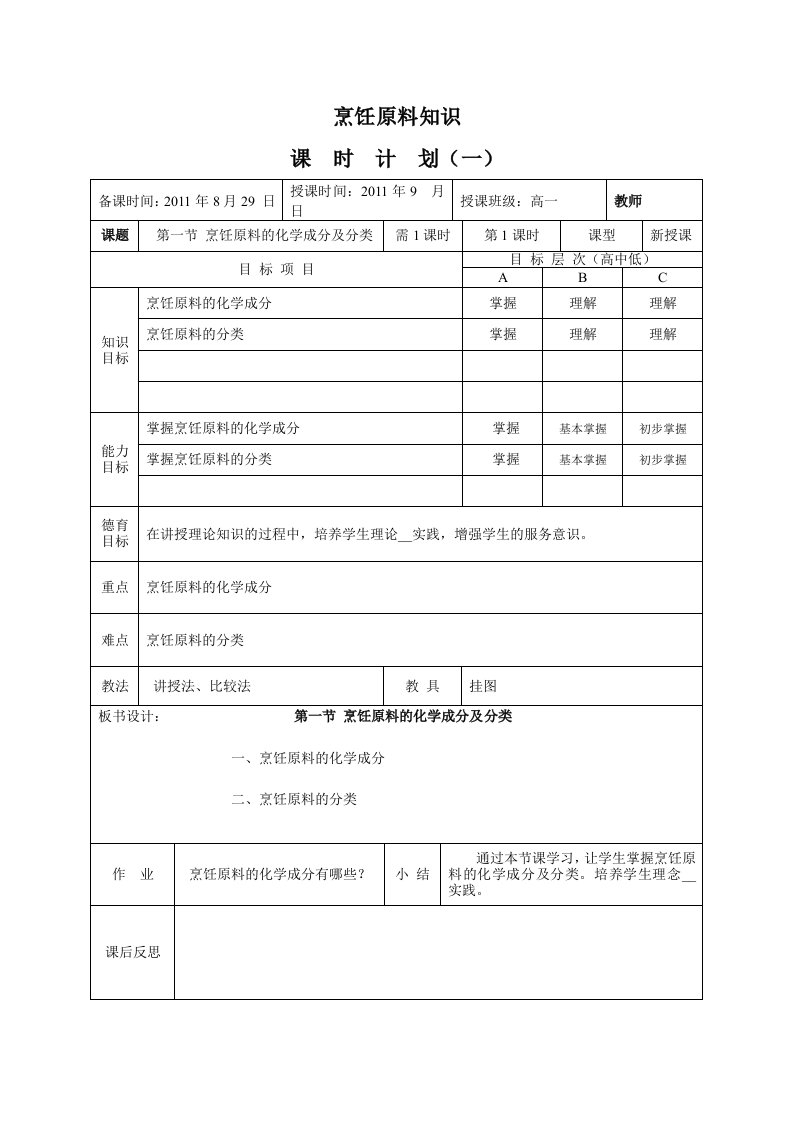 《烹饪原料知识》全套教案高教