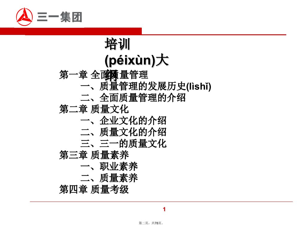 三一重工内训全面质量讲解学习