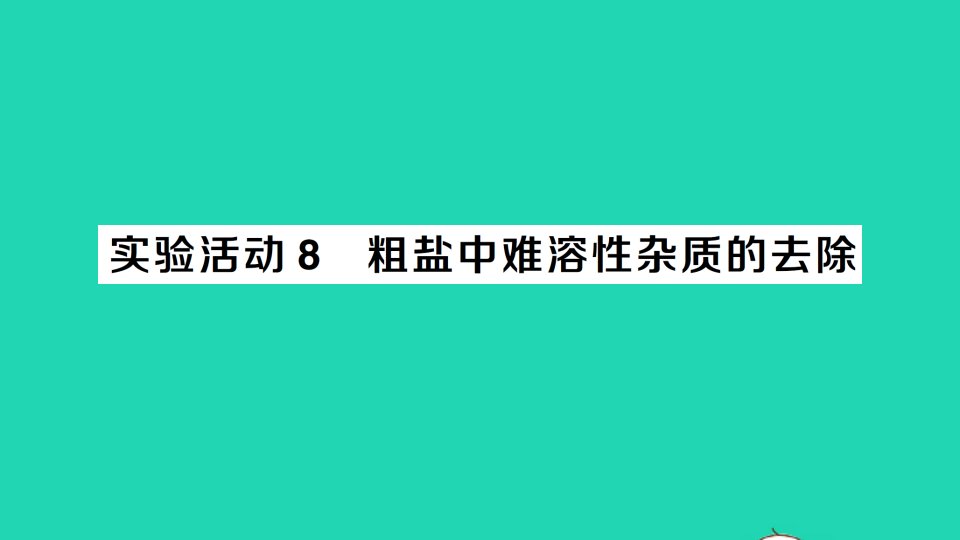 九年级化学下册第十一单元盐化肥实验活动8粗盐中难溶性杂质的去除作业课件新版新人教版