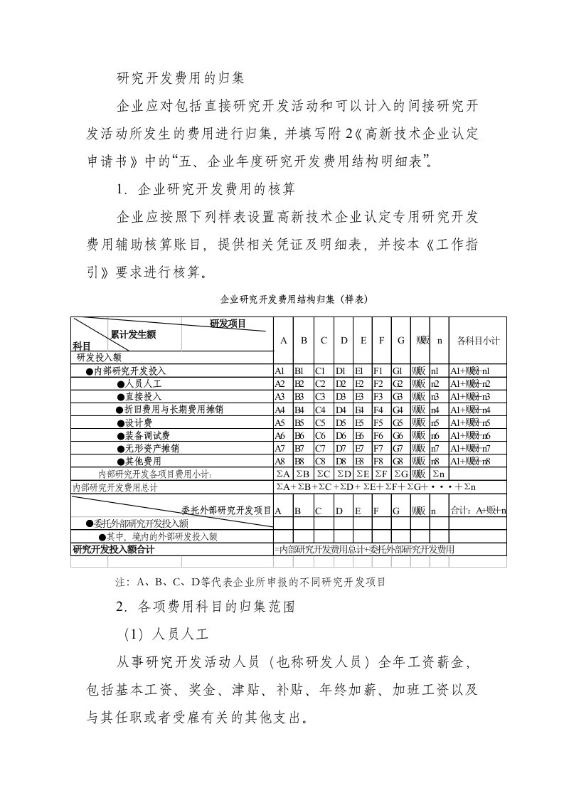 研发费用归集方法