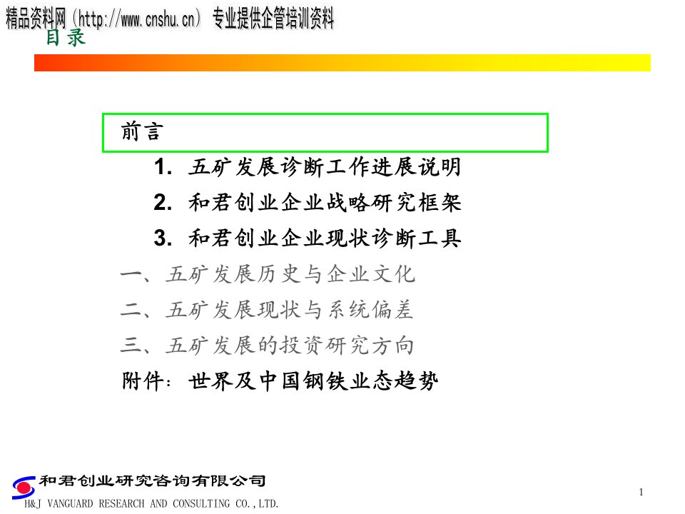 五矿发展现状诊断综合报告