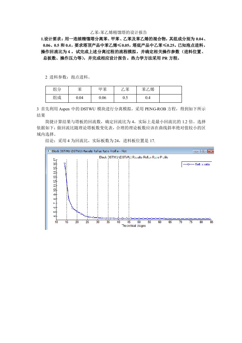 乙苯苯乙烯精馏塔的设计报告