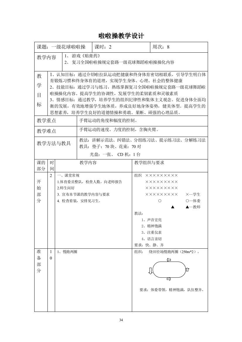 《啦啦操》教学设计8