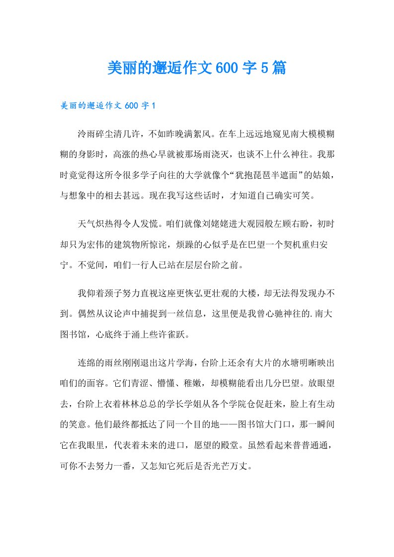 美丽的邂逅作文600字5篇