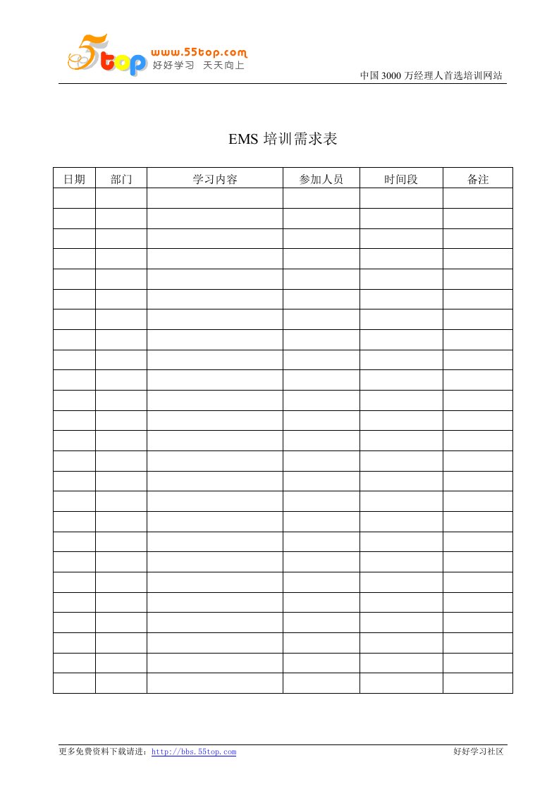 【管理精品】EMS培训需求表