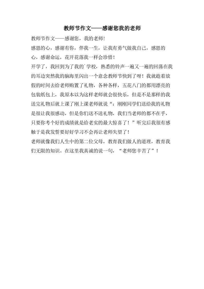 教师节作文——感谢您我的老师