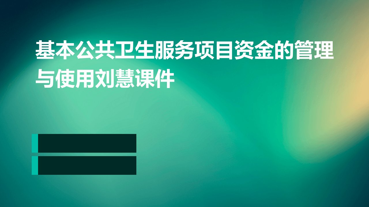 基本公共卫生服务项目资金的管理与使用刘慧课件