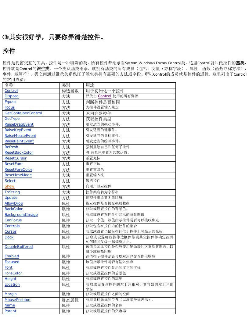 C#控件介绍及用法(详细版)