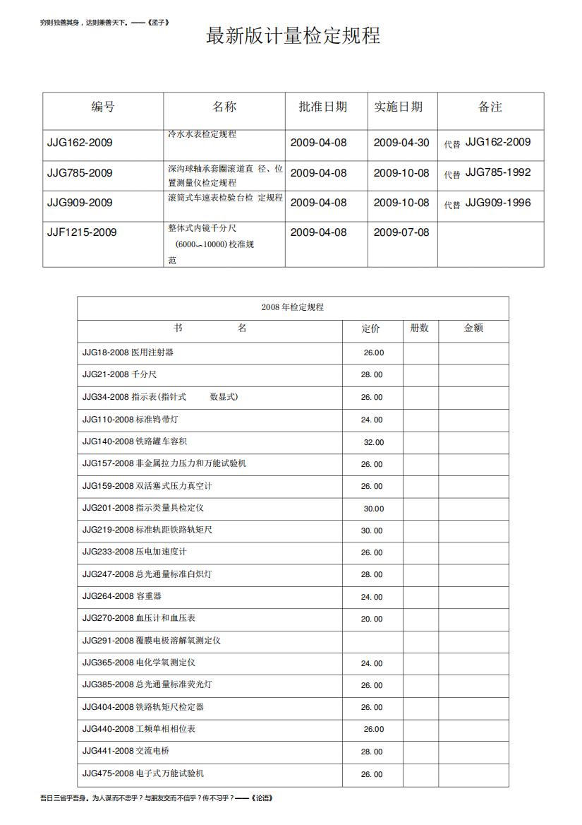 最新版计量检定规程