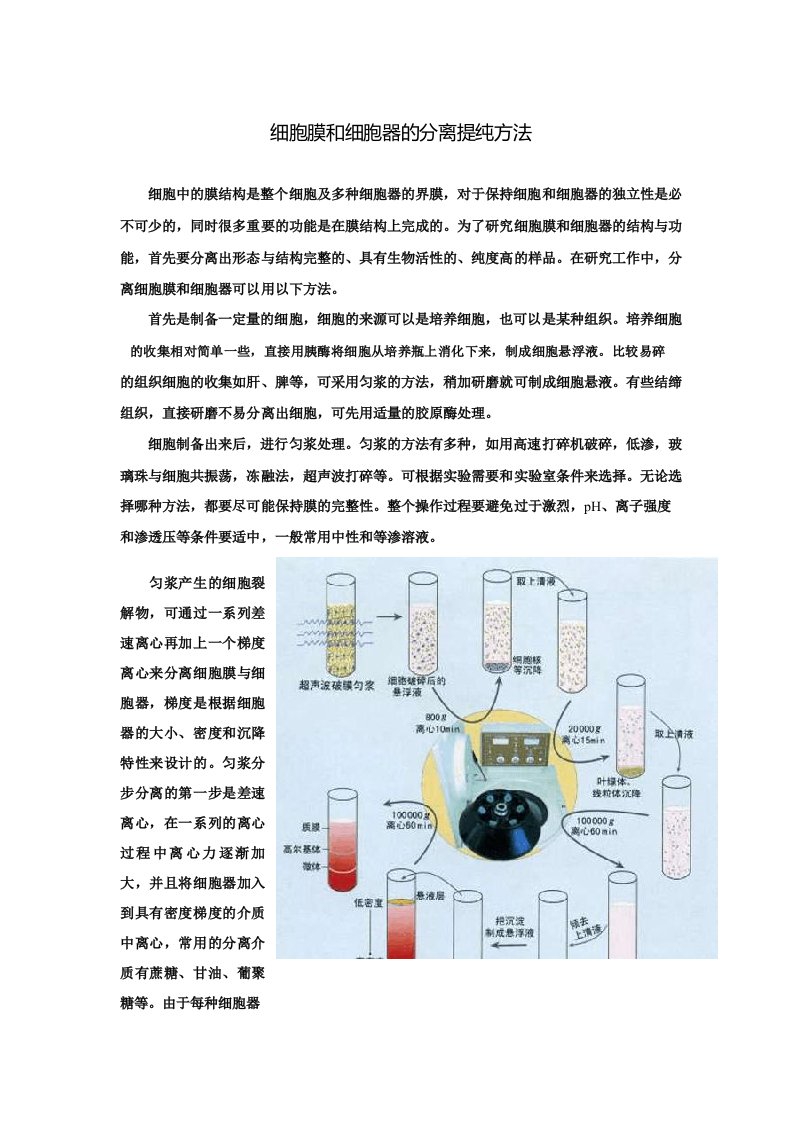 细胞膜和细胞器的分离提纯方法（附图）