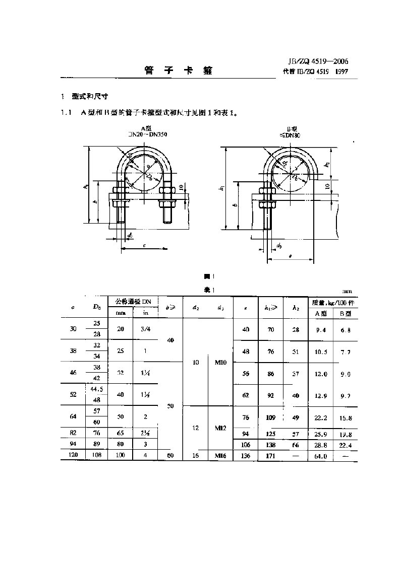 JB-ZQ4519-2006管子卡箍