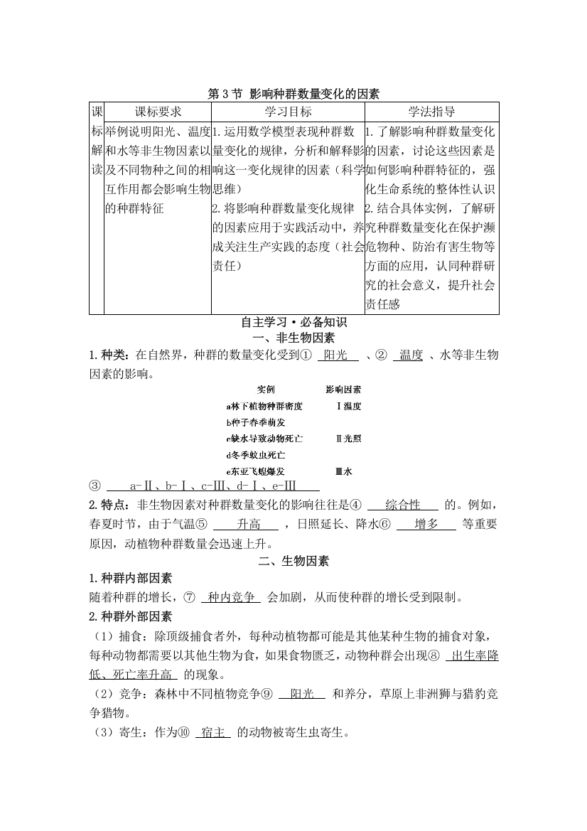 2022版新教材生物人教版选择性必修第二册学案：第1章