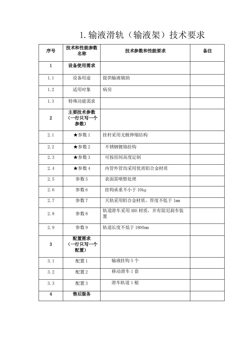 输液滑轨输液架技术要求