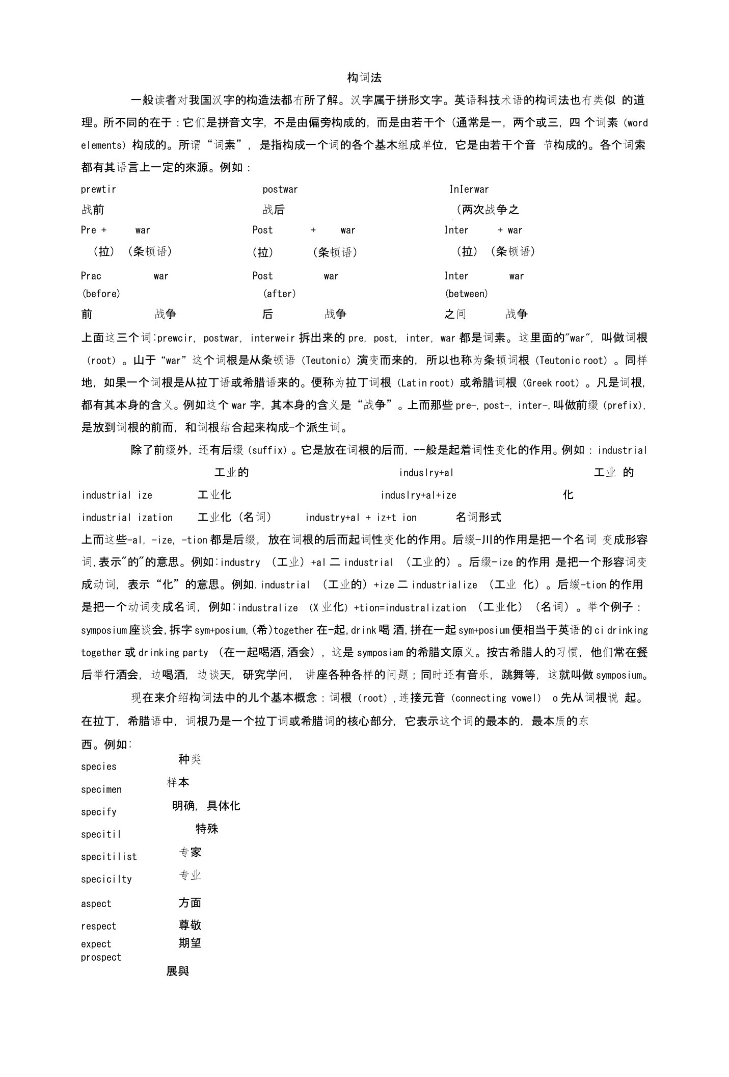 英语单词词根前缀后缀总表