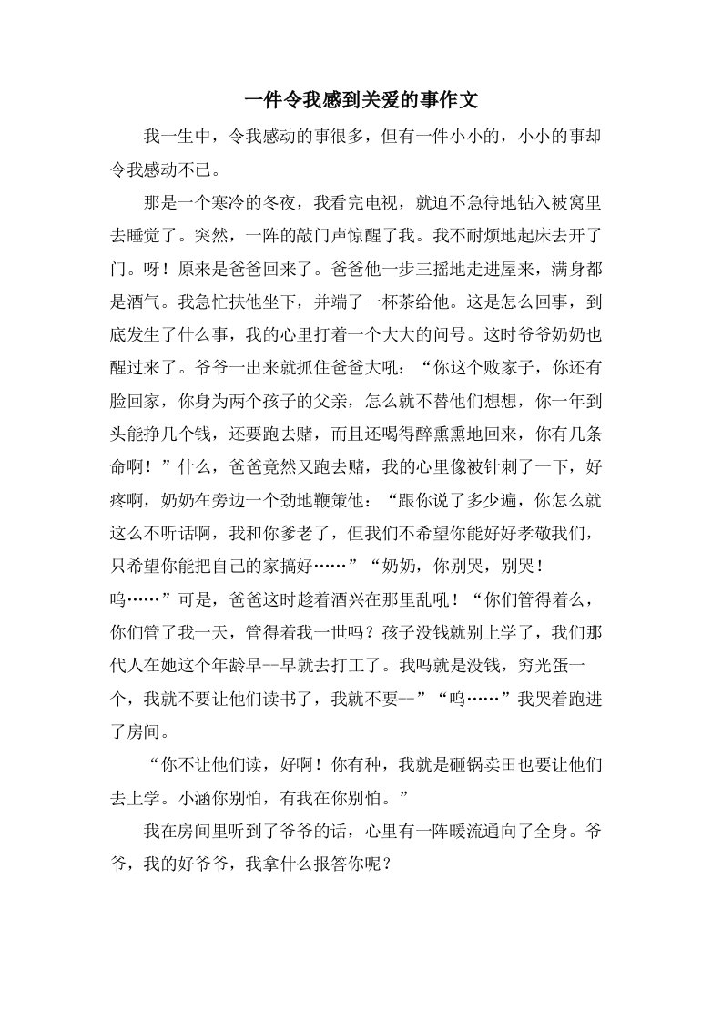 一件令我感到关爱的事作文