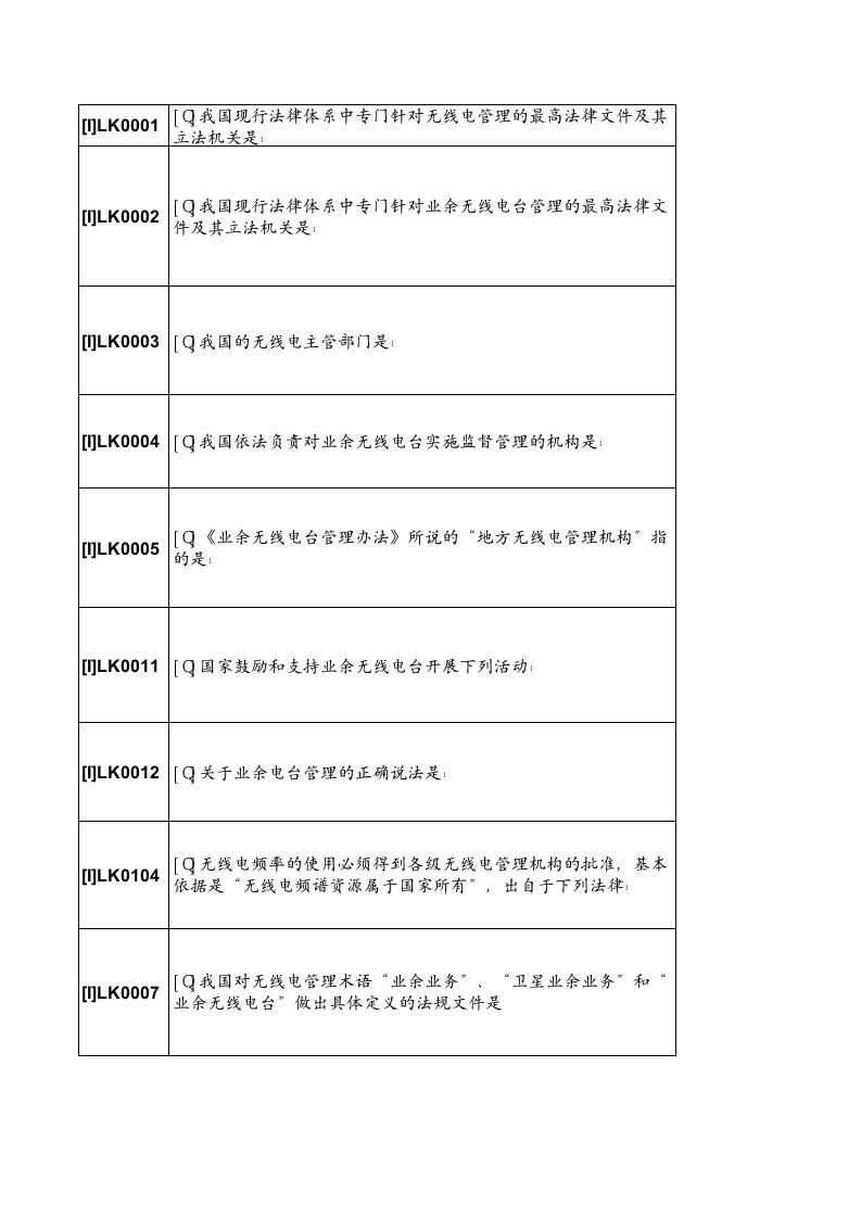 无线电b级ham考试题库