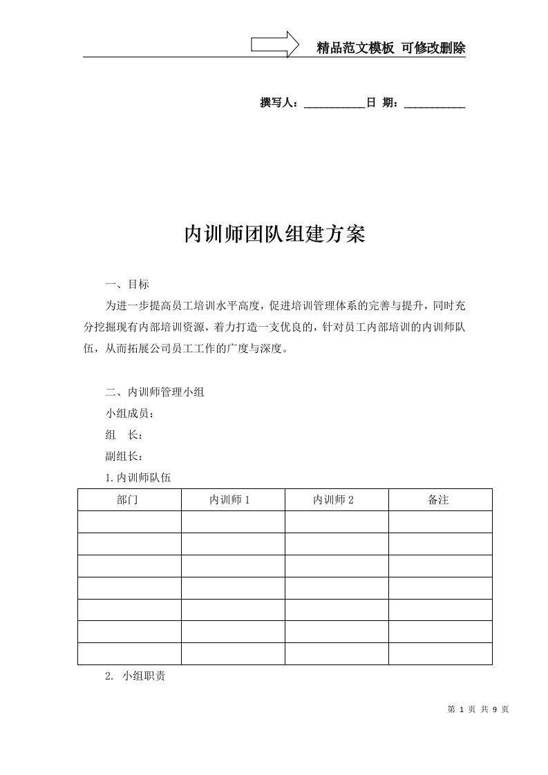 内训师团队组建方案