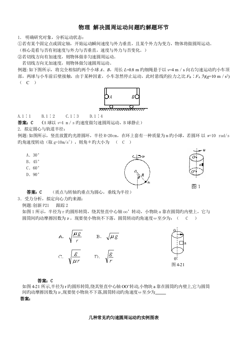 高三物理二轮专题-解决圆周运动问题的解题步骤