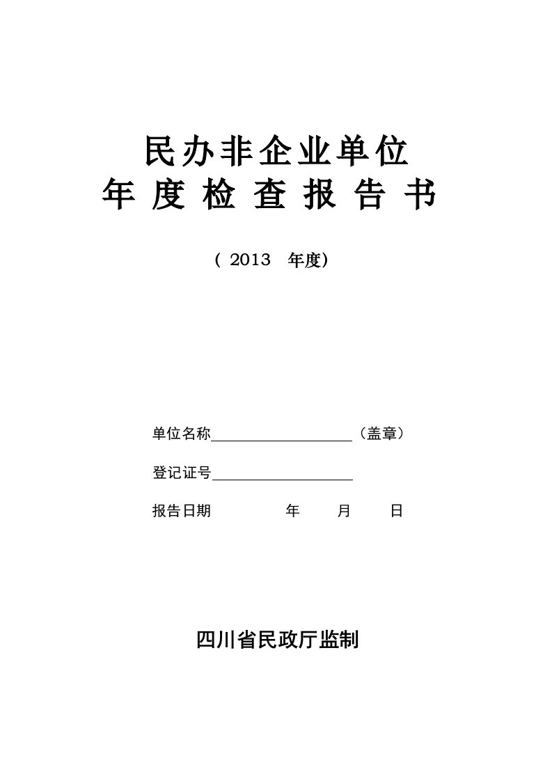 民办非企业单位年检报告书