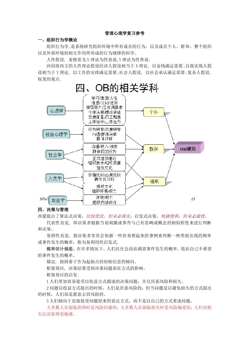 管理心理学复习参考