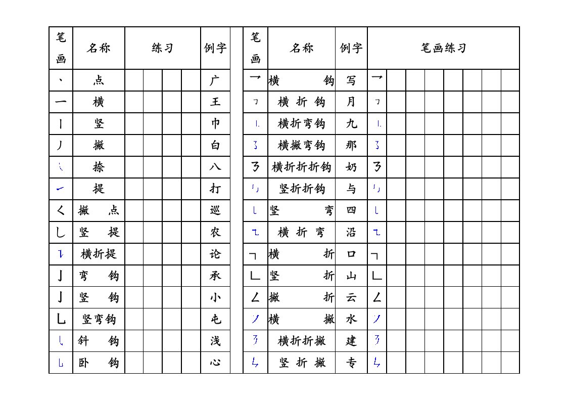 汉字笔画(优化打印版)