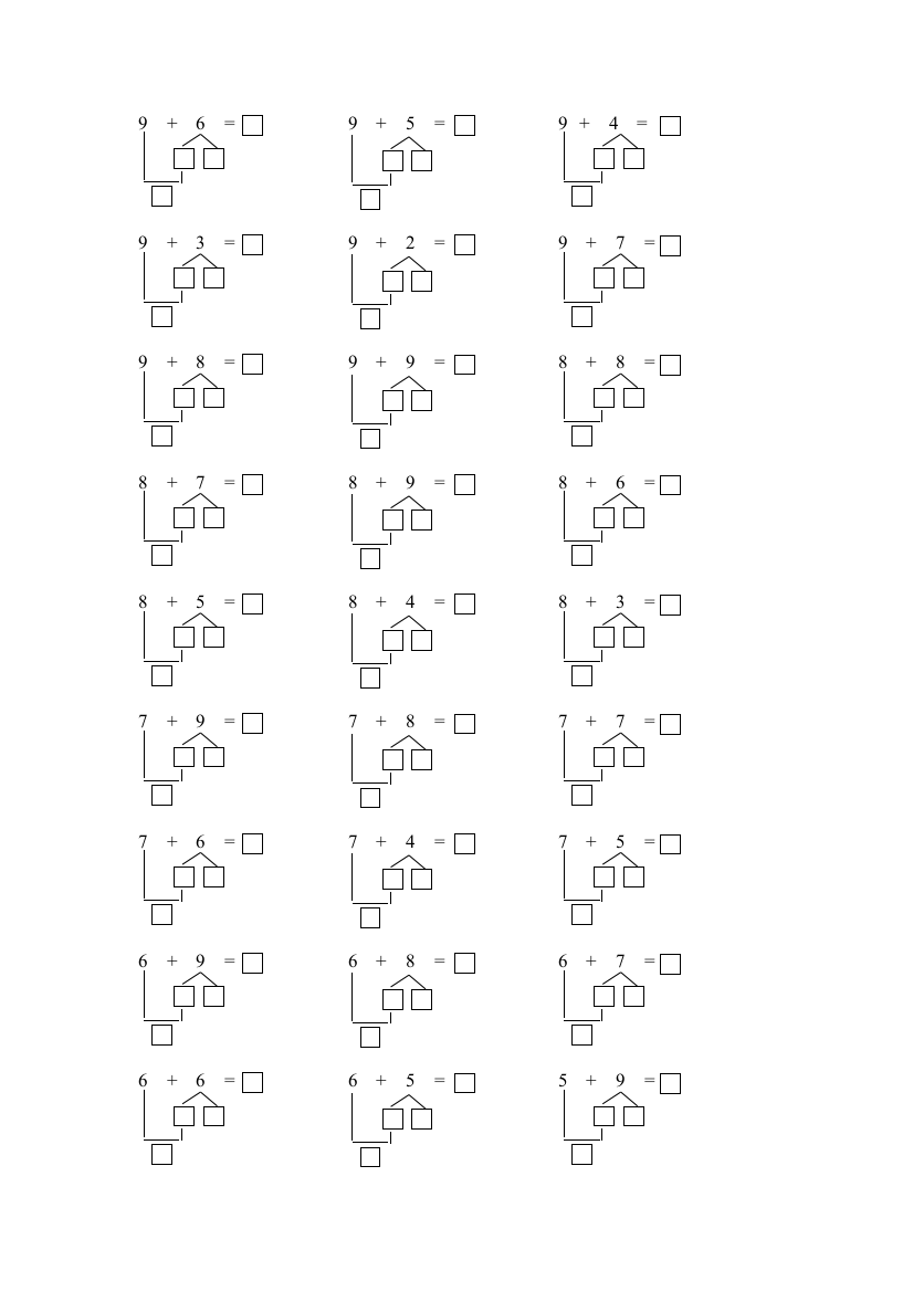 一年级数学(上册)凑十法练习题