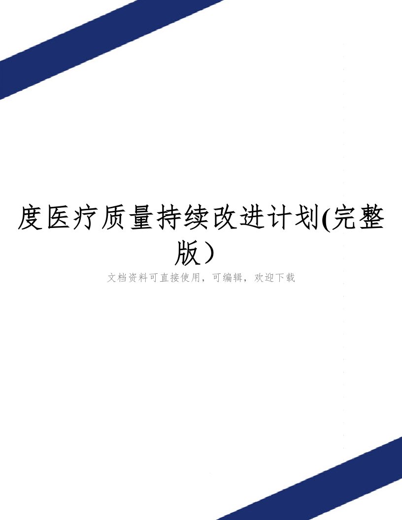 度医疗质量持续改进计划(完整版)