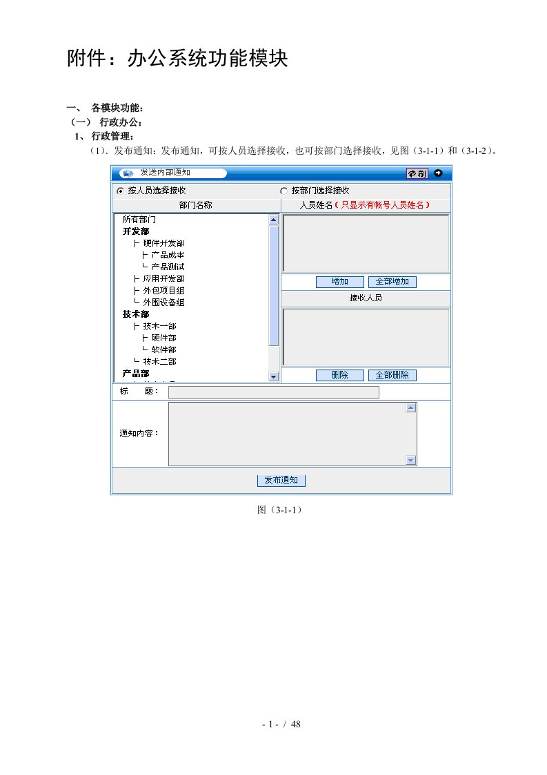 OA办公系统功能模块介绍