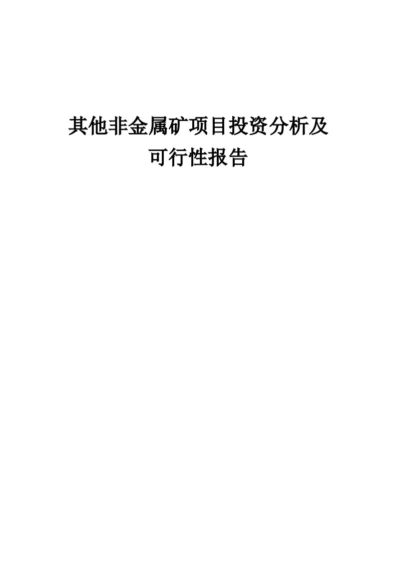 2024年其他非金属矿项目投资分析及可行性报告