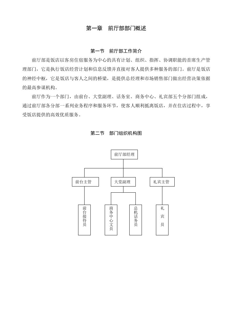 饭店前厅部管理制度