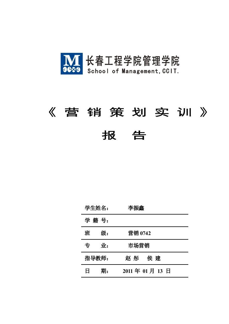 市场营销策划实训报告