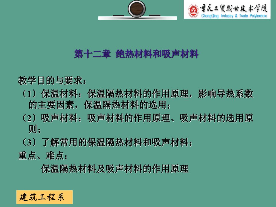 建筑工程系第十二章绝热材料与吸声材料ppt课件