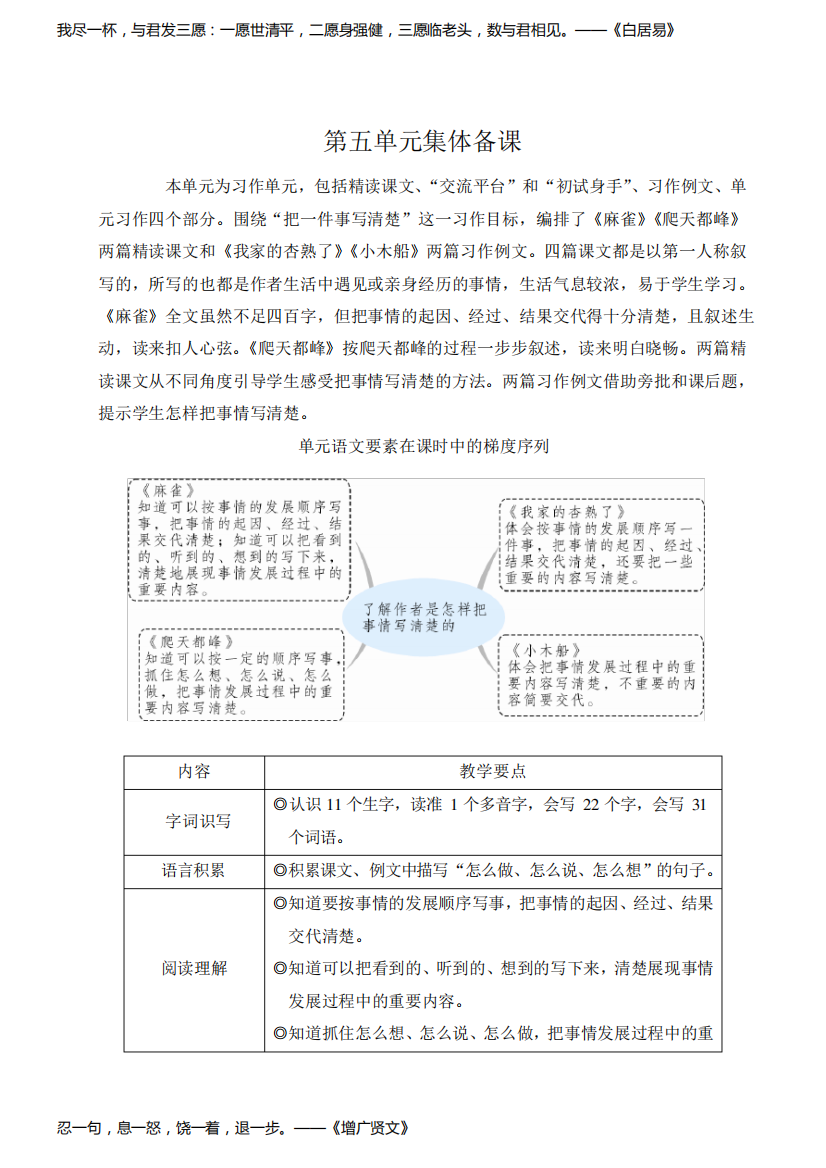 部编版人教版最新小学四年级语文上册《麻雀》教学设计