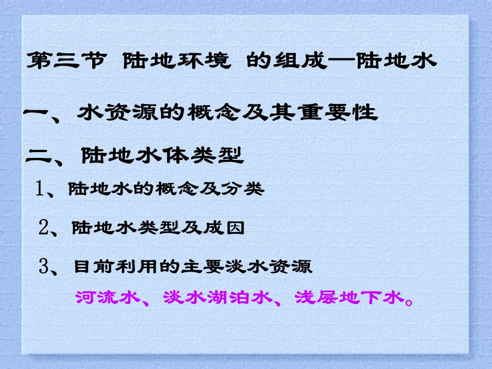 高中地理课件陆地环境的组成—陆地水234345