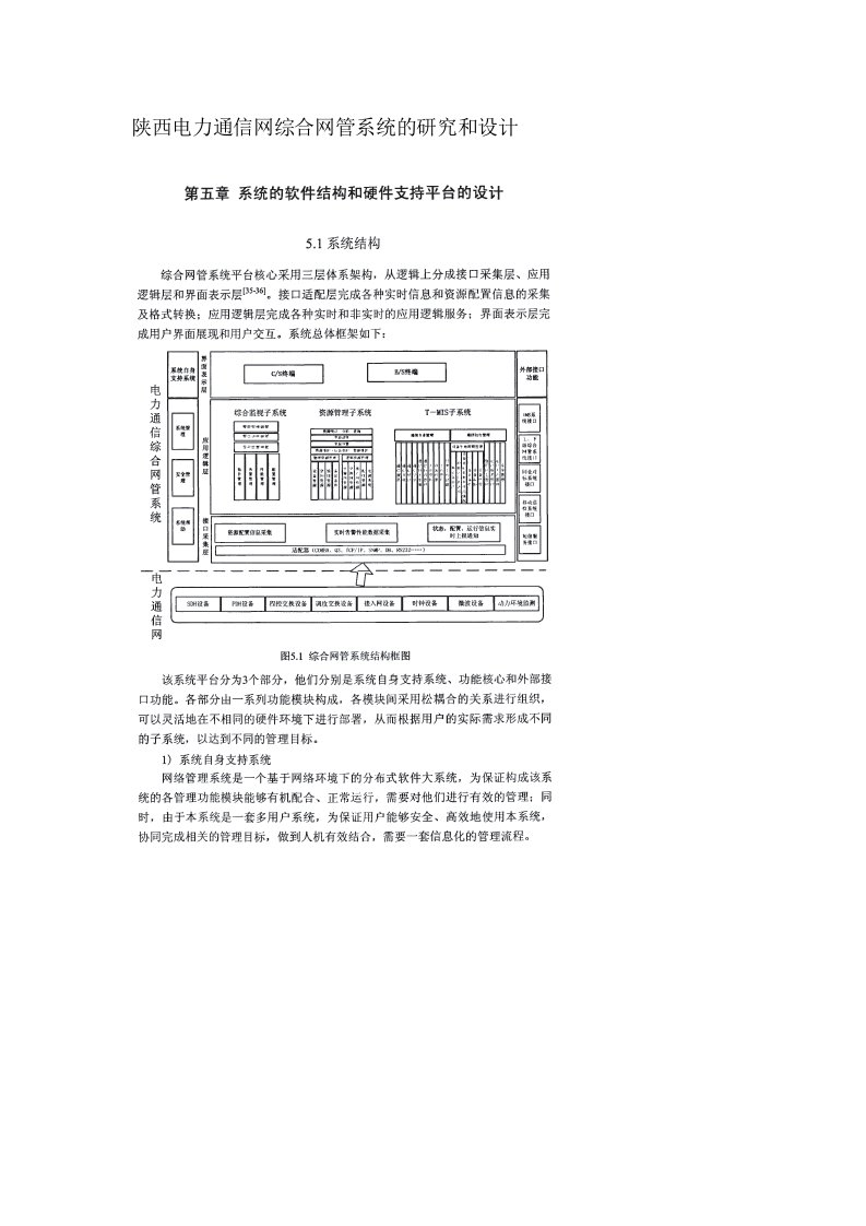 陕西电力通信网综合网管系统的软件结构和硬件支持平台的设计