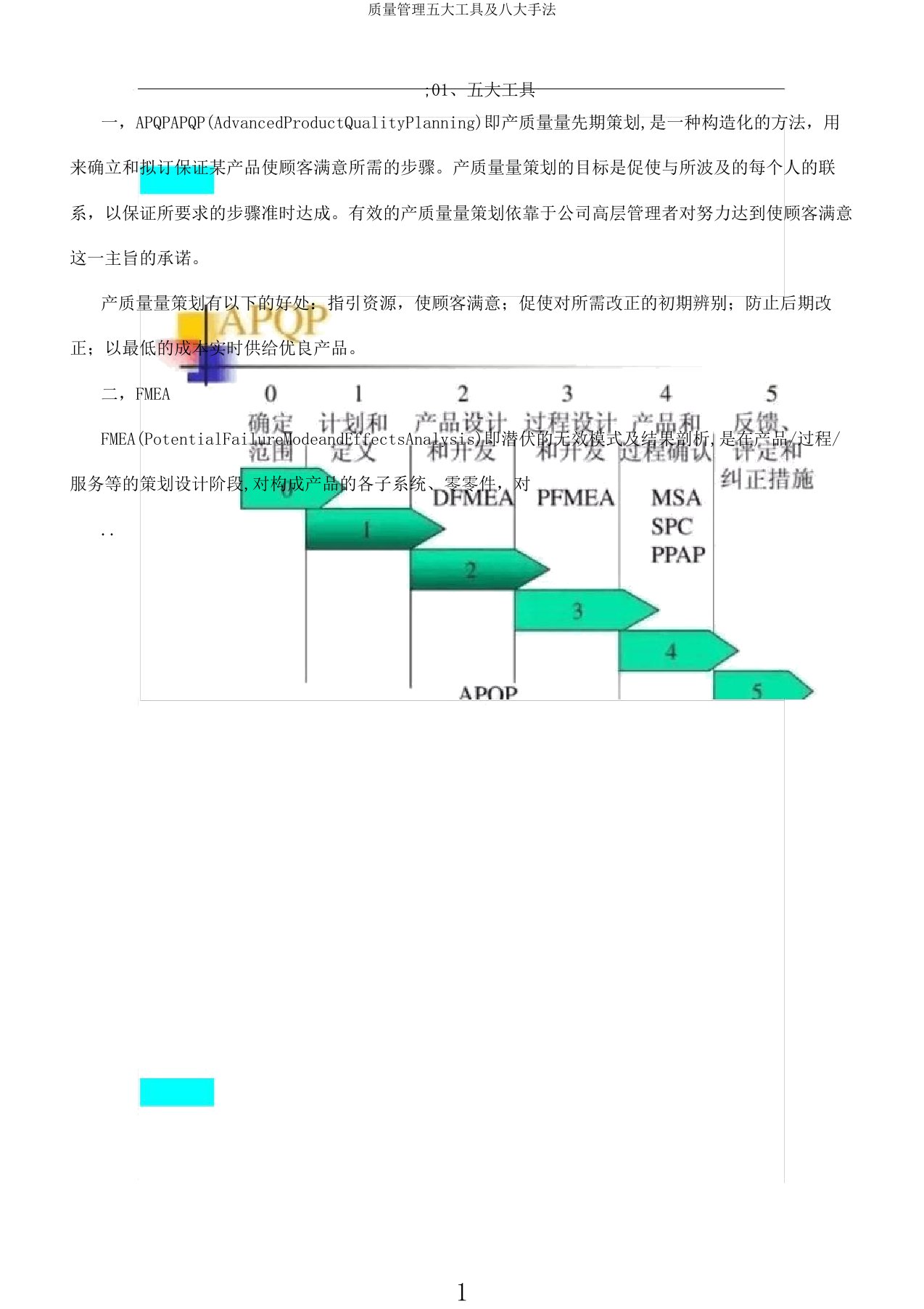 质量管理五大工具及八大手法