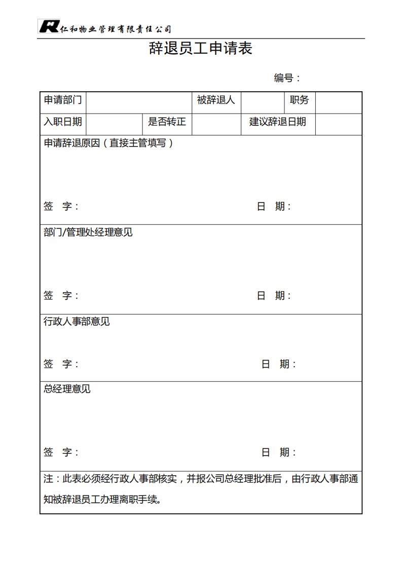 辞退员工申请表(改)