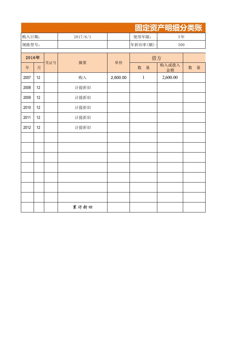 企业管理-03固定资产管理14固定资产明细账单表格xlsx